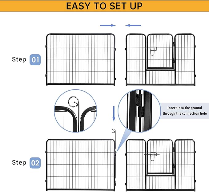 BestPet Dog Playpen Indoor 24 inch 32 Panels Metal Dog Pen Pet Dog Fence Outdoor Exercise Pen with Doors,Pet Puppy Playpen for RV Camping Yard, Black