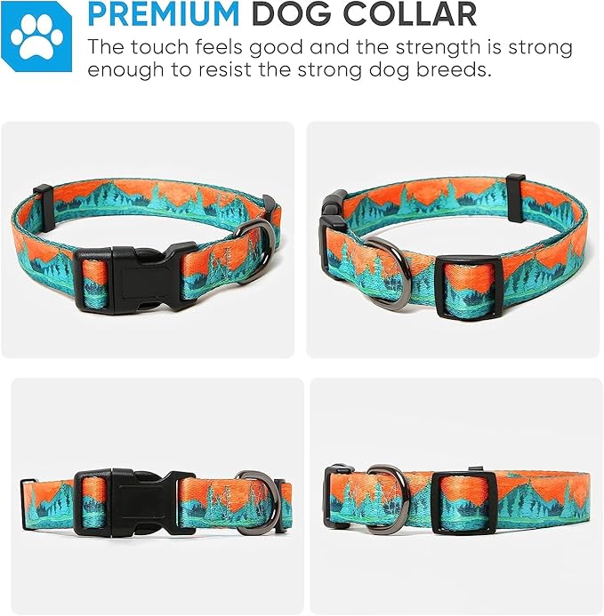 HEELE Dog Collar, Adjustable Soft Dog Collar for Small Medium Large Dogs,Floral Patterned Puppy Collars with Quick Release Buckle S Length 9.84''-14.96'