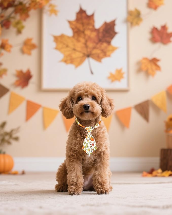 PET SHOW 10 Pack Fall Small Dog Ties Neckties for Doggies Cats Pumpkin Maple Leaf Adjustable Neck Ties Girl Boy Pets Autumn Costumes Puppy Holiday Grooming Accessories Wedding Party Gift Favor