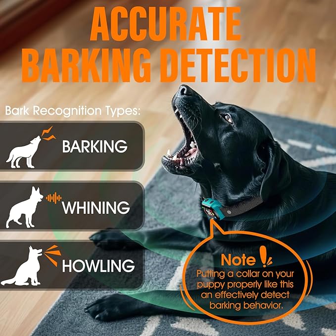 Smart Dog Bark Collar, for Small Medium Large Dogs 10-100lbs, Automatic Dog Training Collar to Decrease Barking, Anti Barking Device with 4 Training Modes, More 8 Sensitivity Levels, Cyan