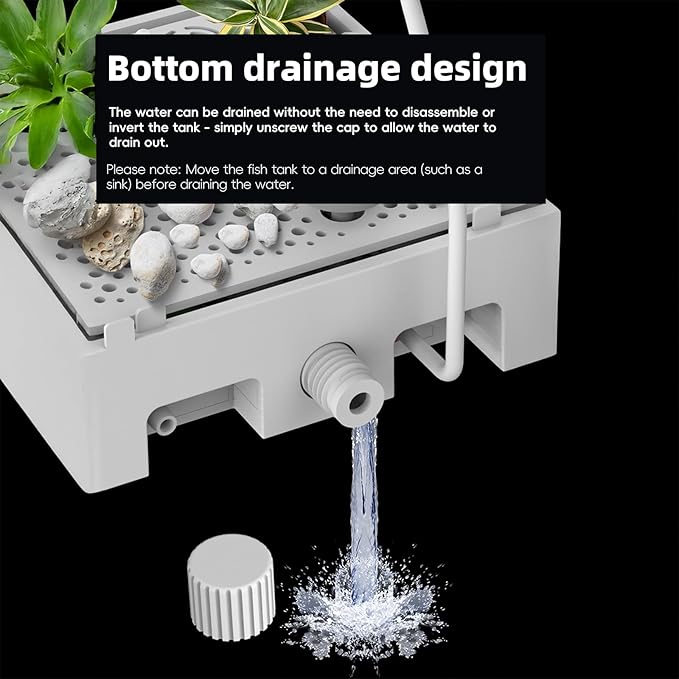 Betta Fish Tank, Smart Automatic Heating, Easy Water Change Valve, and Energy-Efficient LED Lighting - Perfect for Office, Home, and Bedrooms