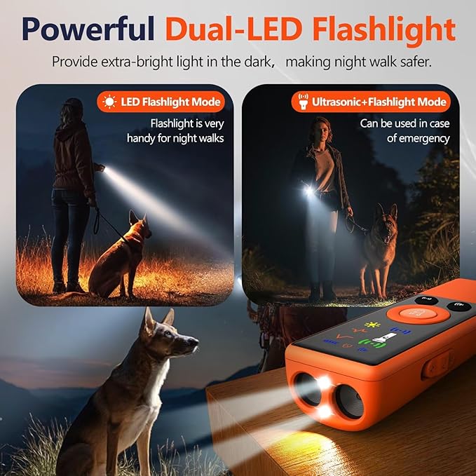 Ultrasonic Dog Bark Deterrent Device, Anti-Barking Control Device with LCD Screen & 3 Modes, Dog Training Tools to Stop Bad Behaviors, Safe Trainer Up to 35ft for Indoor Outdoor Use-04
