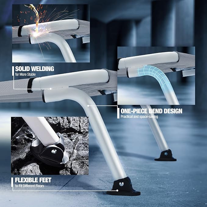 Veehoo Elevated Dog Bed for Outdoor, Cooling Waterproof Raised Dog Cots Beds for Large Dogs, Curved Off Ground Pet Hammock Cot Lifted for Outside, up to 85lbs, White Legs, Grey 42"