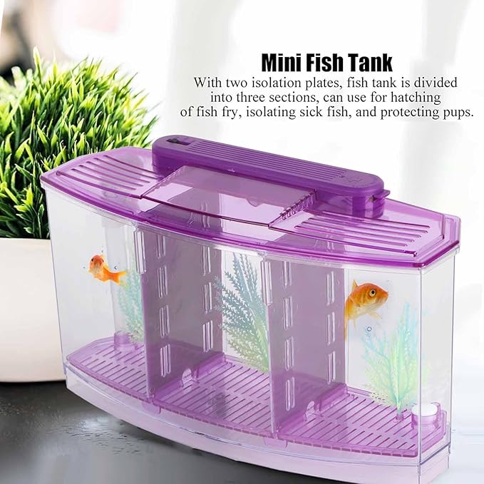 LIZEALUCKY Betta Fish Tank, Adjustable LED Light Acrylic Aquarium with Water Change Valve, Small Fish Tank Starter Kit for Office Home Room Decor (Purple)
