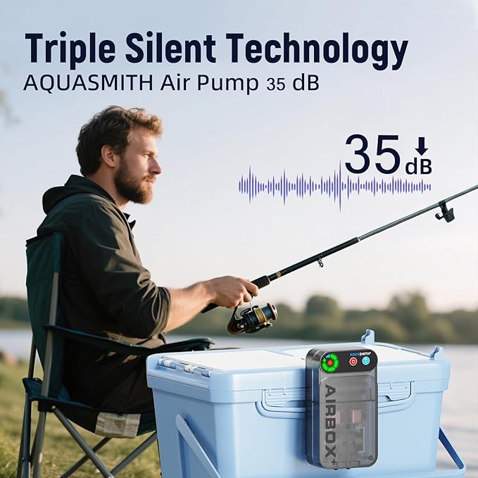 Live Bait Aerator,Ultra-Long Battery Life,Rechargeable Aquarium Air Pump 4w/64GPH(4000mAh Dual Hole) IPX4 Magnetic Charging Design,Suitable for Fishing Enthusiasts,with Hose and Stone