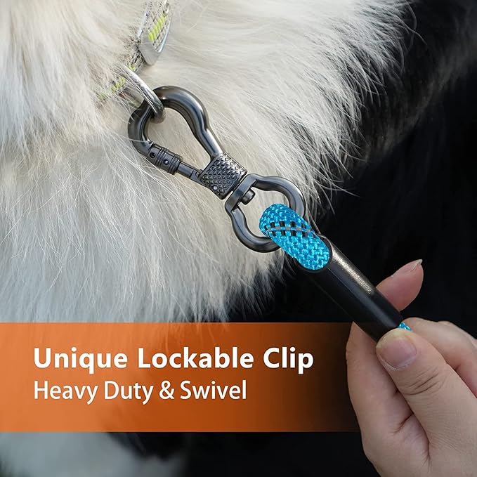 NTR Training Leash, 30FT Blue Check Cord Rope Lead, with 2 Swivel Hooks, Reflective Threads and Comfortable Handle, Puppy Leash for Walking, Hunting, Camping, Backyard for Small Medium and Large Dogs