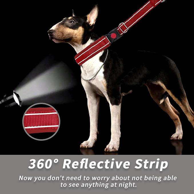 Martingale No Pull Dog Collar for Large Medium Small Dogs, Heavy Duty Nylon Reflective Adjustable Anti Pull Slip Collar with Buckle for Training Walking S Red