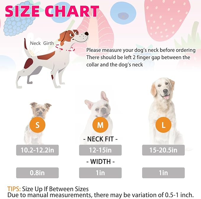 KOOLTAIL Martingale Collar for Dogs,Soft Padded Nylon Heavy Duty Dog Collar for Small Medium Large Dogs,Adjustable No Pull Durable Wide Puppy Training Collar With Pattern Design for Boys Girls, Pink M
