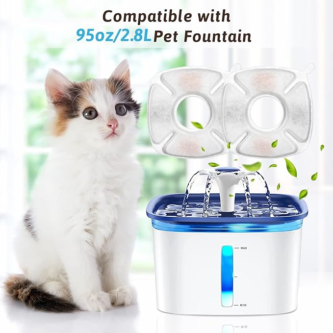 20 Pcs Cat Water Fountain Replacement Filters-10 Pack Water Fountain Filters 10 Pack Pre-Filter Sponges, pet fountain replacement filters Fit for 95oz/2.8L Cat Pet Fountain