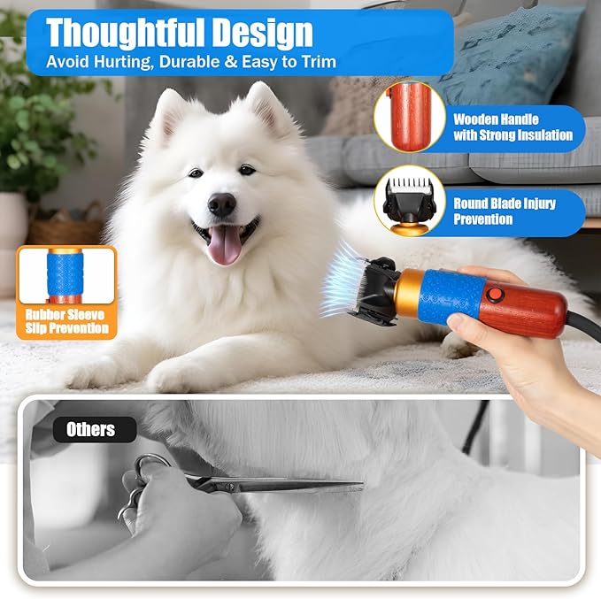 10ft Sheep Shears, with Plug & 2 Blades 200W Electric Clippers Animal Shave Grooming Farm for Dogs Cat Goat Alpaca, Llamas, Angora Rabbits Shearing Hand Piece Cutter Livestock Pet Supplies