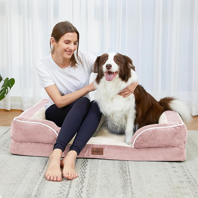 Comfort Expression Small Dog Beds Waterproof Orthopedic Foam Dog Sofa Beds for Small Dogs Comfy Pet Bed with Washable Removable Cover & Non-Slip Bottom(X-Small,Pink)