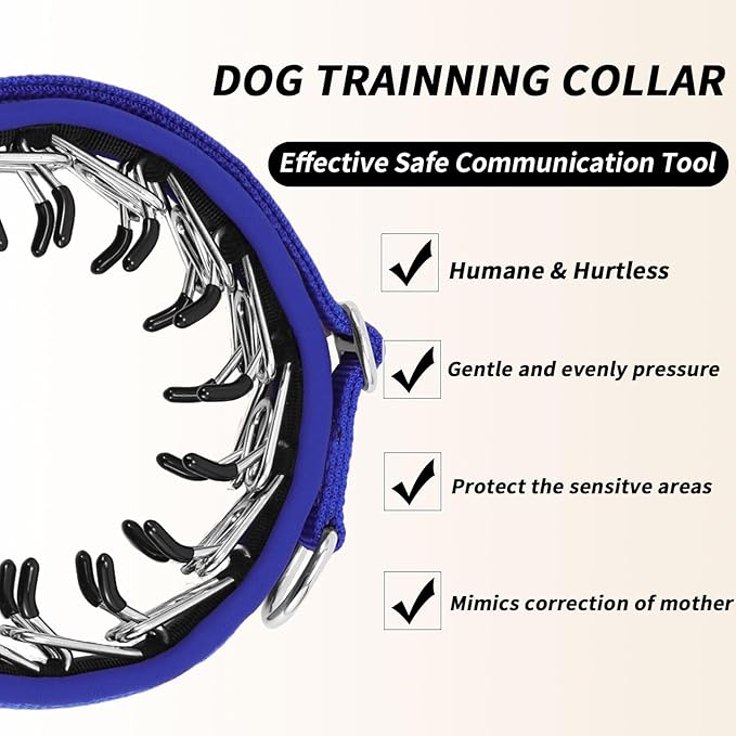 Martingale No Pull Dog Collar for Large Medium Small Dogs, Heavy Duty Nylon Reflective Adjustable Anti Pull Slip Collar with Buckle for Training Walking L Dark Blue