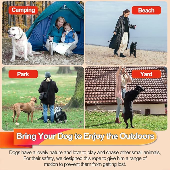 Tie Out Cable for Dogs,20FT Dog Leads,Heavy Duty Tie Out Cable for Large Dogs Up to 125lbs,Durable Dog Runner Tether Line for Outdoor,Yard