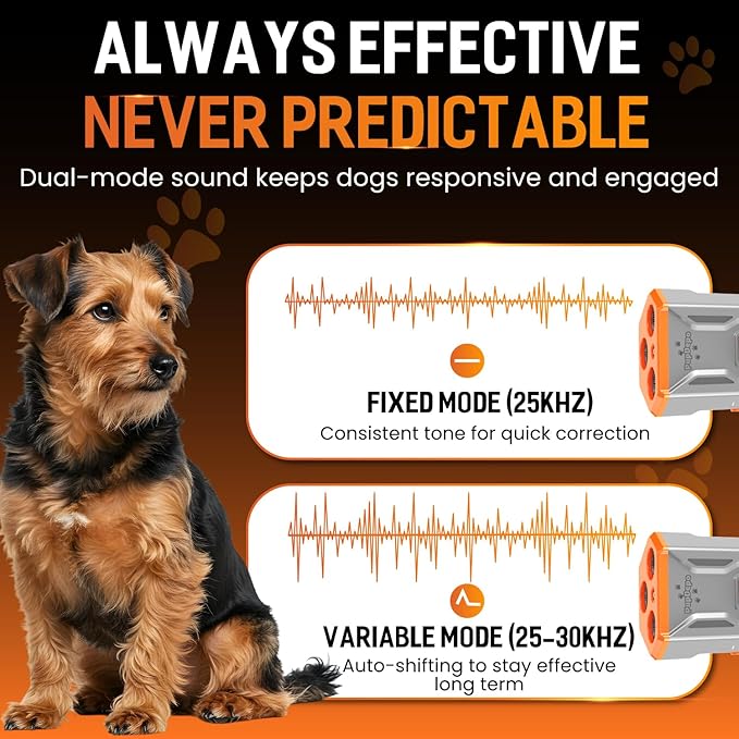 Dog Bark Deterrent Device with Training Clicker 2025 Upgraded 3X Ultrasonic Anti Barking Device for Own or Neighbor's Dog, Safe & Effective Ultrasonic Dog Bark Shield Rechargeable Dog Barking Silencer