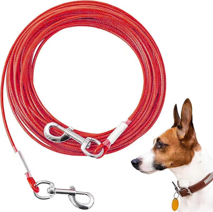 Tie Out Cable for Dogs,20FT Dog Leads,Heavy Duty Tie Out Cable for Large Dogs Up to 125lbs,Durable Dog Runner Tether Line for Outdoor,Yard