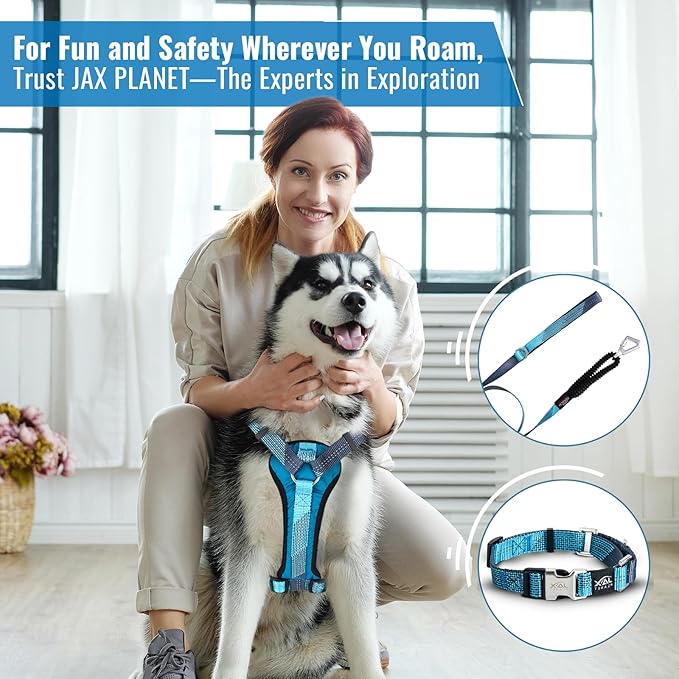 No-Pull Dog Harness with Handle - Escape Proof, Anti-Pulling, Grip Control, Multi-Angle Reflective for Safe Walks & Training, Easy On & Off, Metal Buckle–Pet Harness, Medium/Large Dogs- H3- Black
