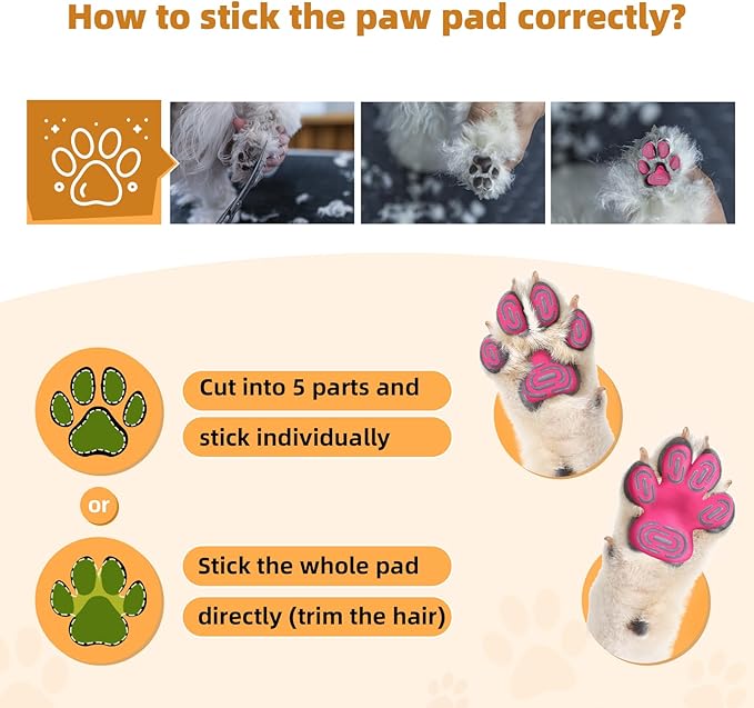Non-Slip Dog Paw Protector Pads for Senior Dogs, Dog Paw Adhesive Pads on Hardwood Floor,Senior Pets Essentials with Strong Traction,Puppy Grippers,Pink,12 Sets 48 pc L