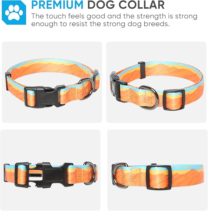 HEELE Dog Collar, Adjustable Soft Dog Collar for Small Medium Large Dogs,Bohemia Patterned Puppy Collars with Quick Release Buckle L Length 15.94''-25.59'
