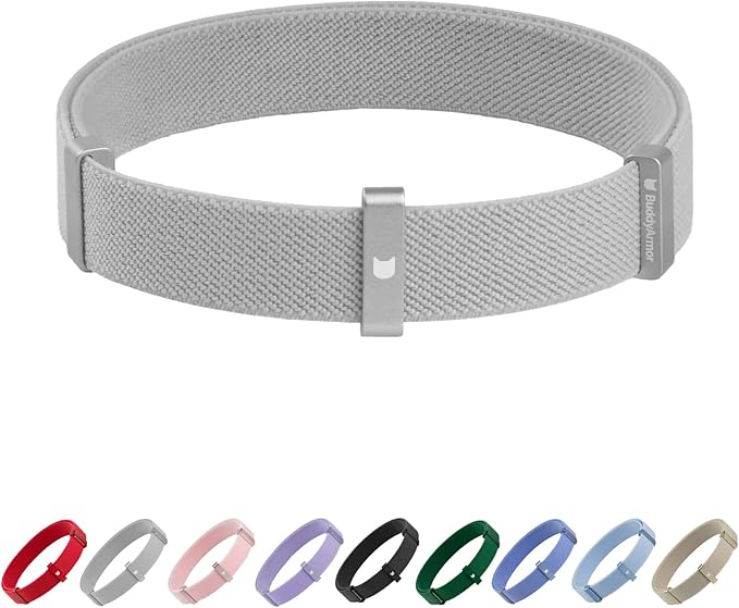 Safety Cat Collar - U.S. IDA Gold Awarding Design, Stretch Elastic Quick Release, Non Breakaway - Light Weight for Kitten, Neck Fit 7.8'-15.7' for All Small Large Cat,M(Glacier Silver)