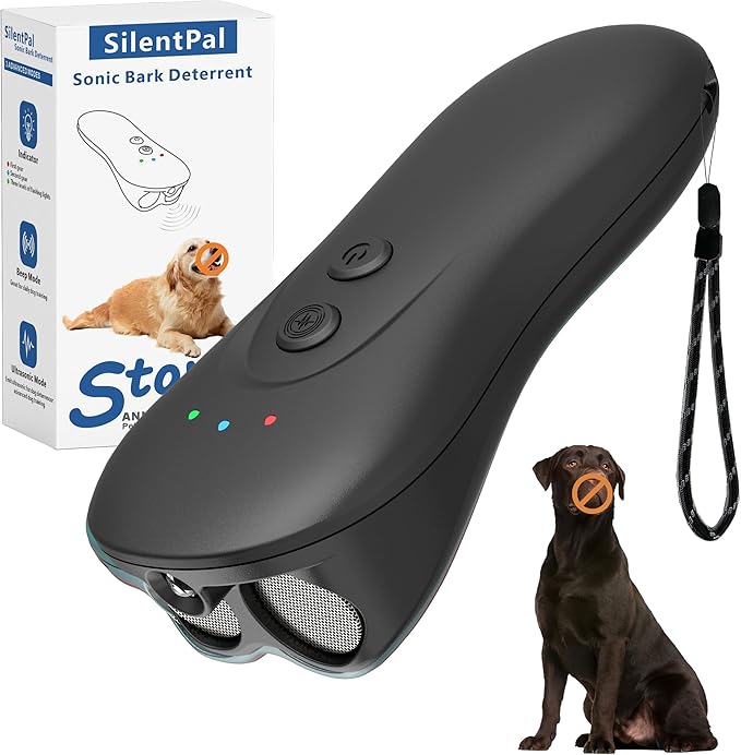 Dog Bark Deterrent Device,Ultrasonic Anti-Barking Devices with Sonic Emitters,Up to 15Ft Long Range & Rechargeable Bark Control,Safe for Dogs Training,Indoor & Outdoor(Black)