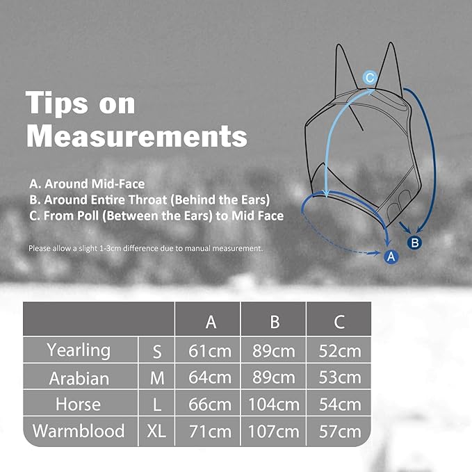 Harrison Howard Pro Luminous Horse Half Face Fly Mask Large Eye Space with Ears UV Protection for Horse Teal S