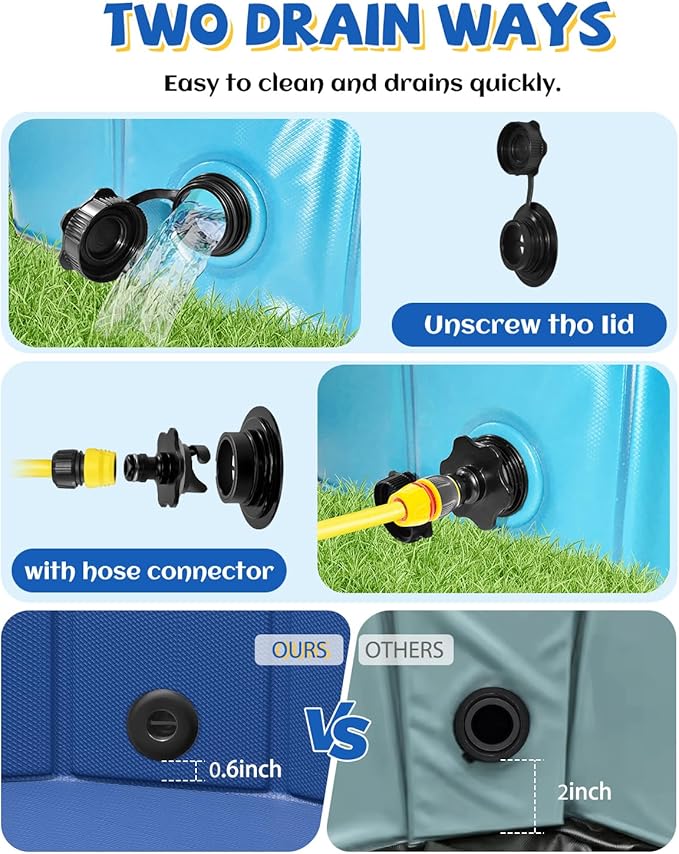 YSJILIDE Foldable Dog Pool, Portable PVC Dog Pet Swimming Pool, Collapsible Plastic Dog Bath for for Large Medium Small Dogs & Kids (S-32"x 8" Blue)