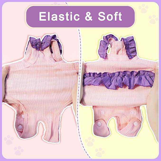 Cat Recovery Suit,Kitten Onesie After Surgery,E-Collar Alternative for Abdominal Wound and Skin Diseases,Soft Breathable Bodysuit After Spay（Beige-XL）