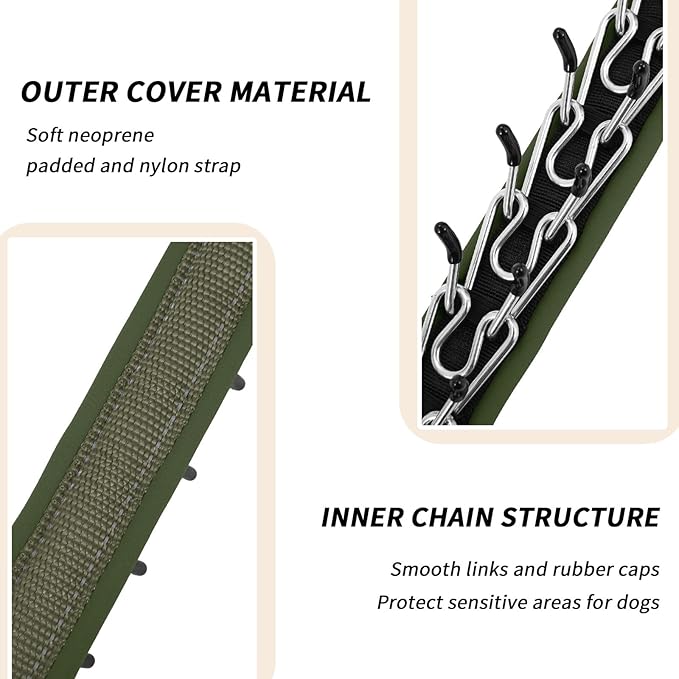 Martingale No Pull Dog Collar for Large Medium Small Dogs, Heavy Duty Nylon Reflective Adjustable Anti Pull Slip Collar with Buckle for Training Walking M Army Green