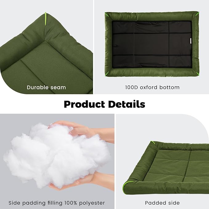Miguel Oxford 900D Outdoor Waterproof Dog Bed for Metal Dog Crates Water-Resistant All Weather Pet Mat Durable Easy Wipe Clean Travel Indoor Outdoor Puppy Cat Crate Bed 36inch, Green