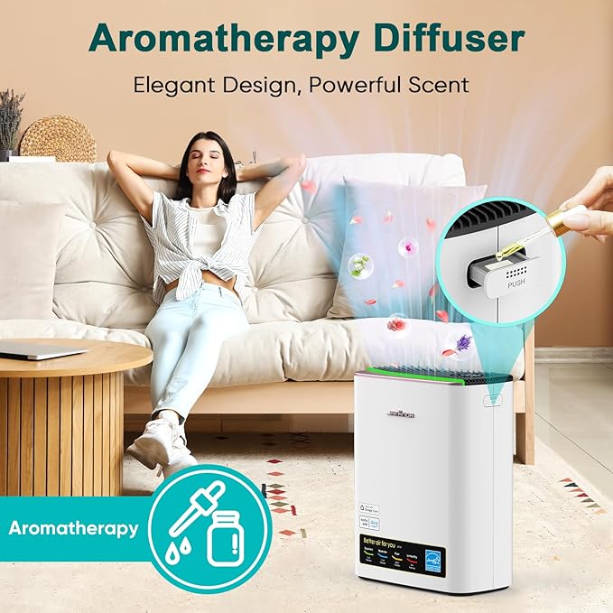 Jafanda Air Purifiers for Home Up to 1100ft² Large Room,HEPA Filter Removes 99.97% of Allergens,Dust,Smoke,and Odors,Activated CarbonTrue HEPA Filters,20dB Quiet Air Purifier (JF239-Rose gold)