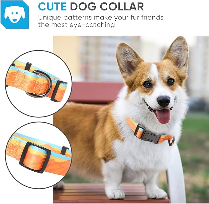 HEELE Dog Collar, Adjustable Soft Dog Collar for Small Medium Large Dogs,Bohemia Patterned Puppy Collars with Quick Release Buckle XS Length 8.5''-11''