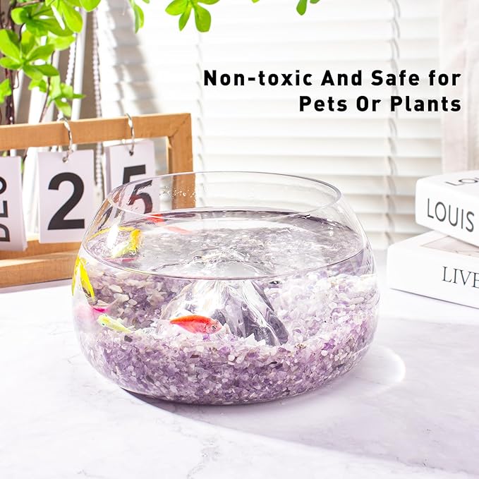 0.5 Lb/230g Amethyst Crystal Chips Bulk Tumbled Crushed Stones 3-5mm, Natural Crushed Crystal Quartz Healing Stones Rocks for Vases Filler, Aquarium Gravel Rocks, Succulent Plants Decor