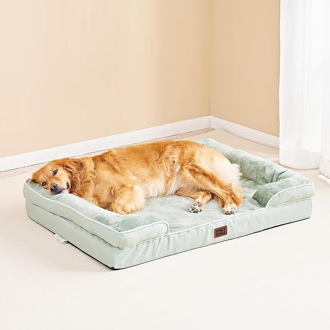 EHEYCIGA Orthopedic Dog Bed for Medium Dogs, Waterproof Memory Foam, Sage Green, 30"L x 20"W x 6.5"Th