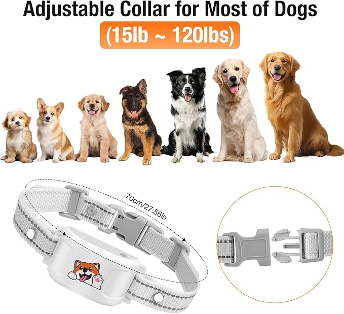 GPS + Wireless Dog Fence & Training Collar – No Subscription, App Geo-Fence 3280ft, 60-164ft Bluetooth Training, 3 Correction Modes, Auto Sleep/Wake, 7-Day Battery, 3-Dog Support (White(3 Pack))