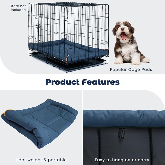 Miguel Oxford 900D Outdoor Waterproof Dog Bed for Metal Dog Crates Water-Resistant All Weather Pet Mat Durable Easy Wipe Clean Travel Indoor Outdoor Puppy Cat Crate Bed 30inch, Dark Blue