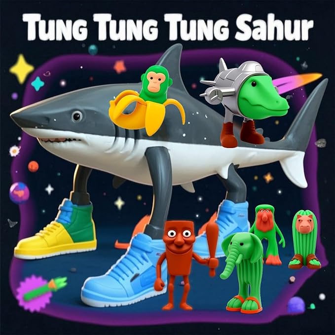 Tralalero Tralala Action Figure, Meme Shark Figures Toys, Collectible Animals Figurine Doll Gifts for Fans (12PCS)