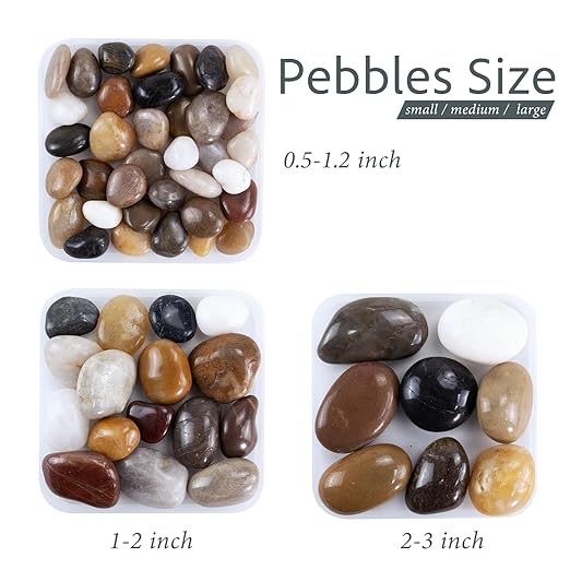 Large Pebbles for Indoor Plants, 10lbs Colorful Pebbles 2-3 Inch Decorative River Rocks for Planters, High Polished Stones for Vase Filler Fish Tank Landscaping Garden