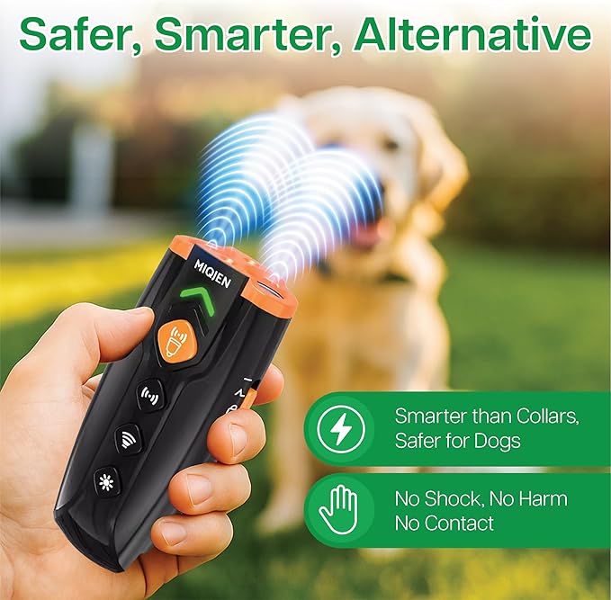 Dog Bark Deterrent Devices, Rechargeable Anti Barking Device for Dogs, 7 Mode Bark Deterrent Device, Safe Ultrasonic Dog Bark Deterrent for Dogs, Up to 28 Ft Range Dog Barking Silencer, Easy to Carry