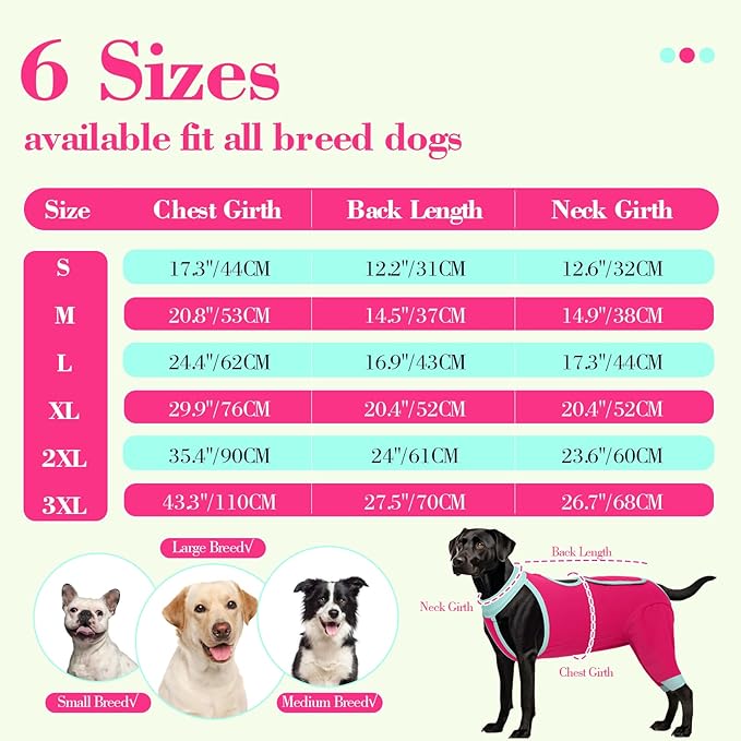 ROZKITCH Dog Surgery Leg Sleeve Rear Legs, Male Female Pet Prevent Licking Wound Elbow Knee Protector, Dog Recovery Suit Cone Collar Alternative Pants Shirt for Wound Heal Wrap Rosered 2XL