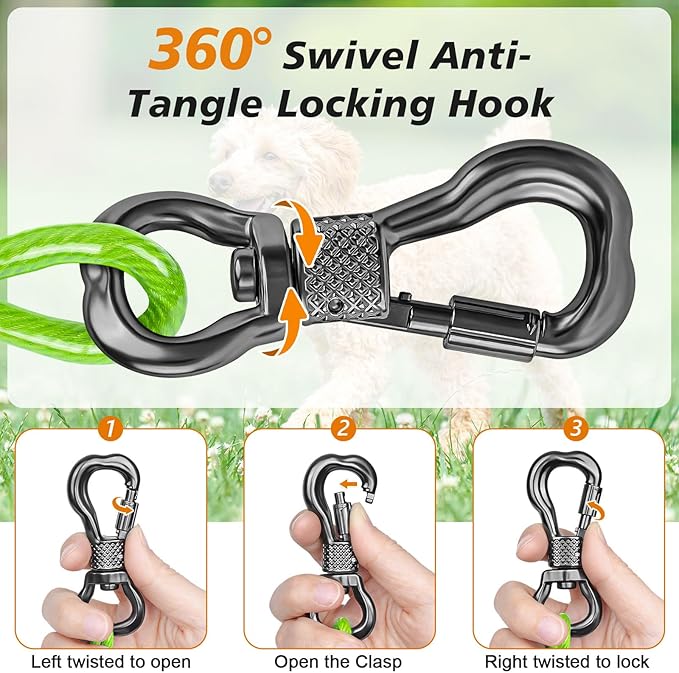 Tresbro 10 FT Dog Tie Out Cable with Spring, Shock Absorbing Tether Chains for Outside Aavilable in 10/15/20/25/30/40/50/70/100/120 FT, Heavy Duty Leads for Yard for Medium & Large Dogs Up to 500 LBS