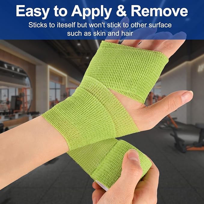 LDIWEE 24 Pack Self Adhesive Bandage Wrap 4 inch, Elastic Cohesive Bandage Wrap Vet Wrap for Dogs, Grip Tape for Athletic, Sports, First Aid Medical, Wrist, Ankle Sprains, Swelling