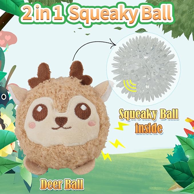 DKING 3Pack Squeaky Dog Balls,2 in1 Funny Puppy Ball Toys,Birthday Dog Toy for Small Medium Dogs (Farm Ball)