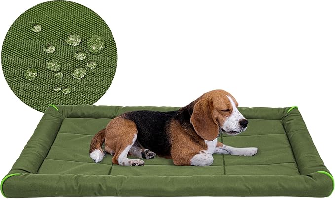 Miguel Oxford 900D Outdoor Waterproof Dog Bed for Metal Dog Crates Water-Resistant All Weather Pet Mat Durable Easy Wipe Clean Travel Indoor Outdoor Puppy Cat Crate Bed 36inch, Green