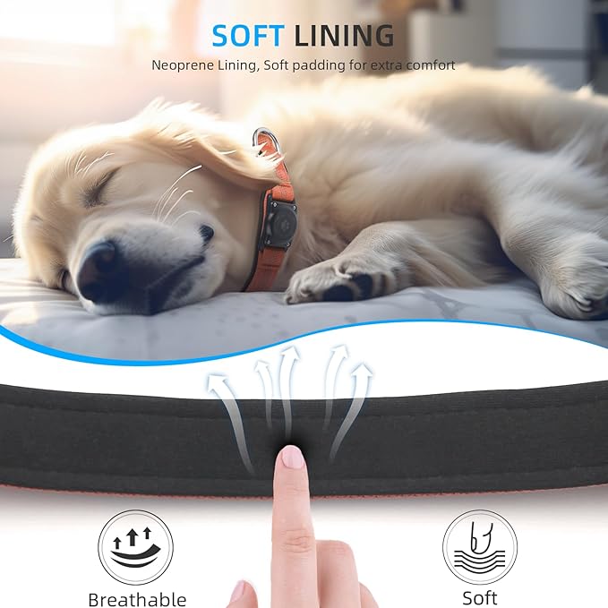 Upgraded AirTag Dog Collar, IP68 Waterproof Air Tag Dog Collar Holder, Reflective, Ultra-Durable, Comfortable Padded, Heavy Duty Dog Collars for Small Medium Large Dogs (L (14.8"-20.3"), Orange)
