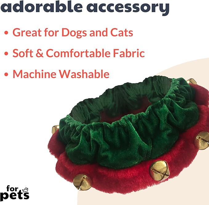 Huxley & Kent Ruff Pet Scrunchy | Elf (Small) | Festive Christmas/Holiday Neckwear for Dogs/Cats | Fun Stretchable Costume Accessory | Soft Collar with Bells