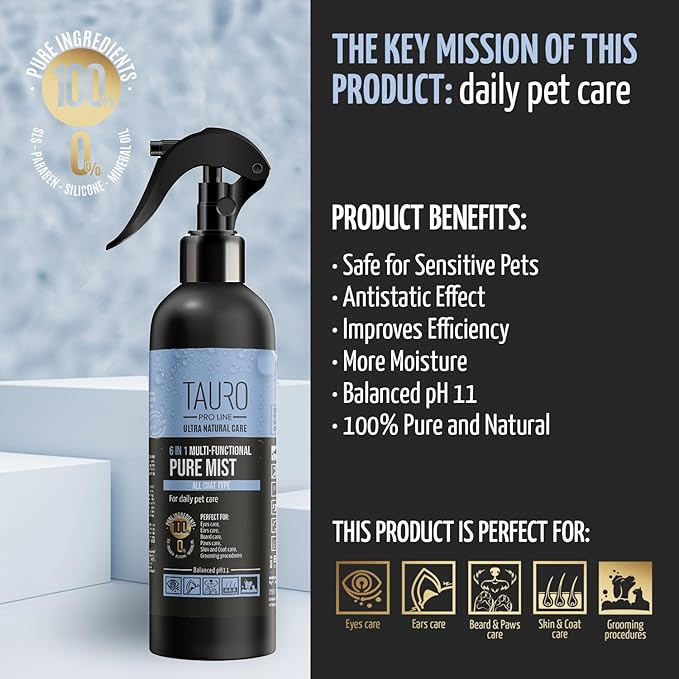 Clear Eyes Solution Set 6in1 Multi-Functional Pure Mist and Stainless Look Clay Mask - Tear Stain Remover, Eye Cleaner - Eye Care Ear Care Grooming Treatment for All Dogs and Cats Eyes
