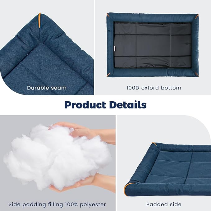 Miguel Oxford 900D Outdoor Waterproof Dog Bed for Metal Dog Crates Water-Resistant All Weather Pet Mat Durable Easy Wipe Clean Travel Indoor Outdoor Puppy Cat Crate Bed 40inch, Dark Blue