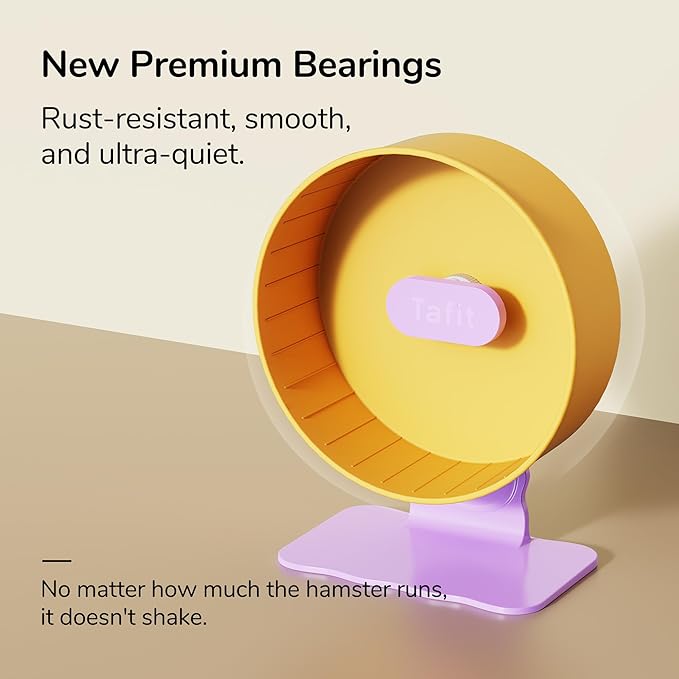 Silent Hamster Wheel 8.7 Inch Dual-Bearings Small Animals Quiet Running Exercise Wheels, Height Adjustable for Dwarf Hamsters, Gerbils, Mice, Hedgehog, or Other Small Pets, Avocado Green