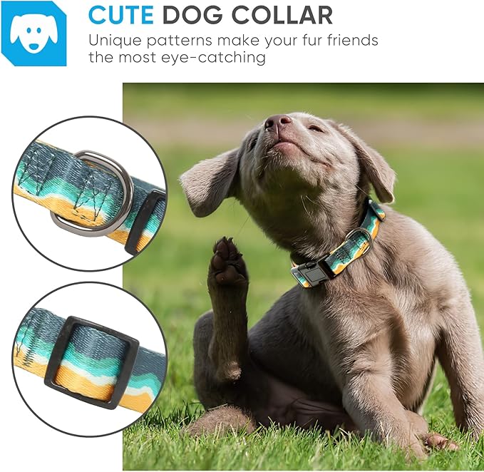 HEELE Dog Collar, Adjustable Soft Dog Collar for Small Medium Large Dogs,Bohemia Patterned Puppy Collars with Quick Release Buckle L Length 15.94''-25.59'