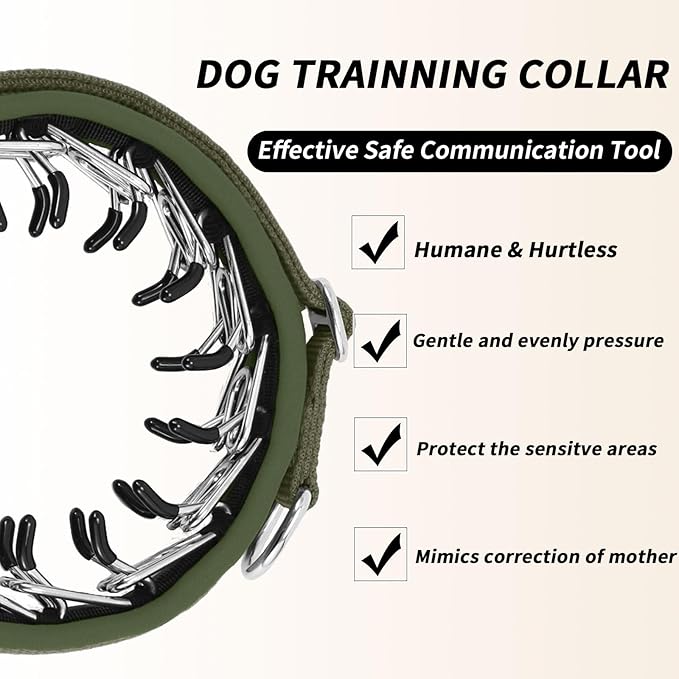 Martingale No Pull Dog Collar for Large Medium Small Dogs, Heavy Duty Nylon Reflective Adjustable Anti Pull Slip Collar with Buckle for Training Walking M Army Green